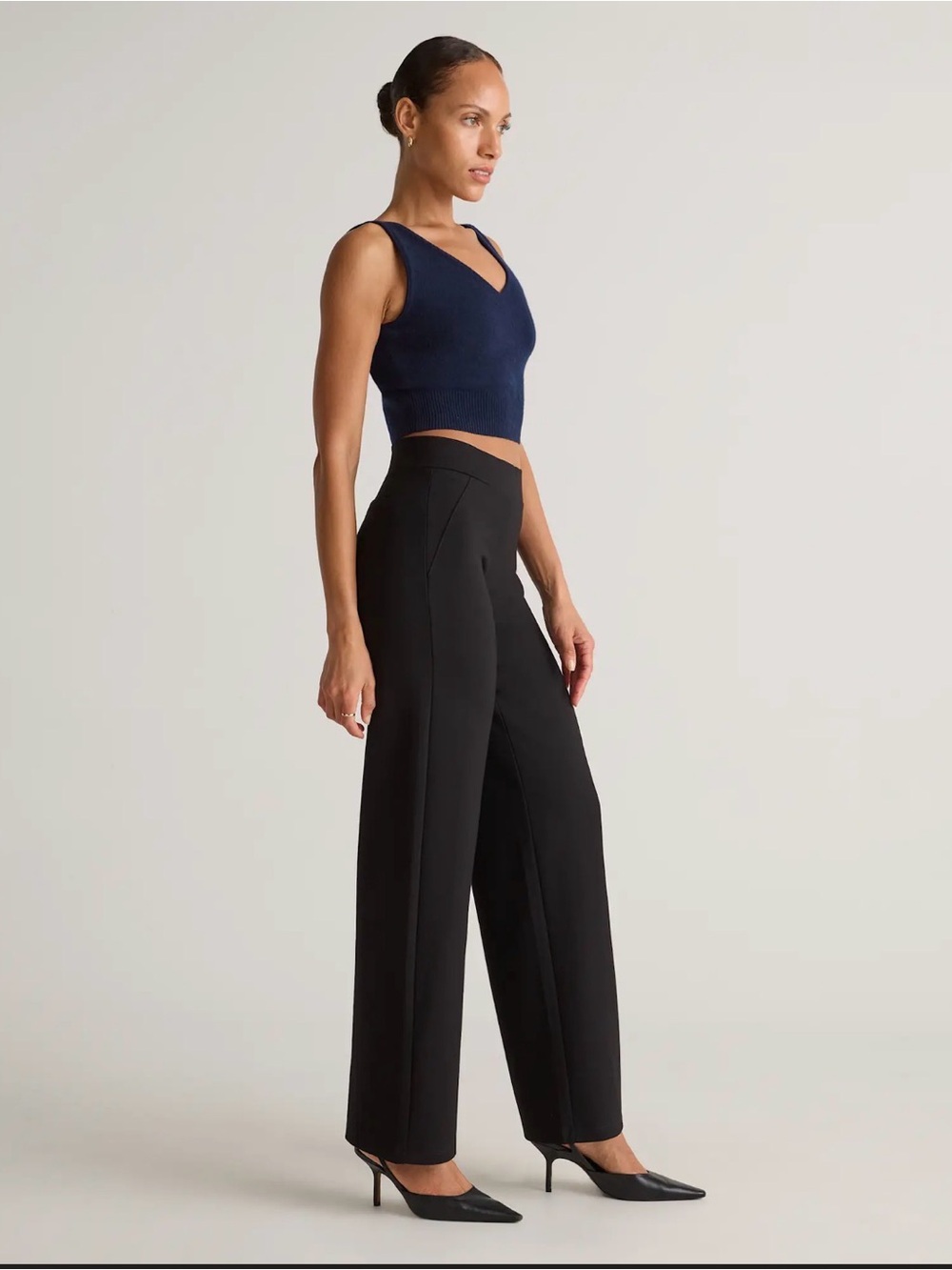 Quince Ultra Stretch Ponte Wide Leg Pants Black size Small